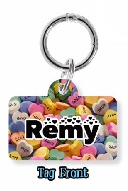 Candy Heart Dog Tag