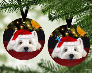 Santa Paws Westie Ornament