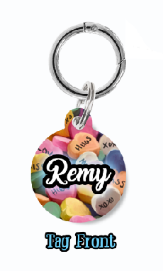 Candy Heart Dog Tag