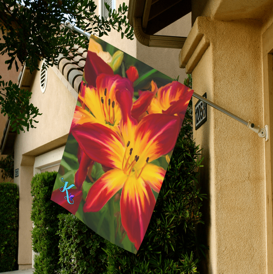 Lilies on Fire Garden Flag