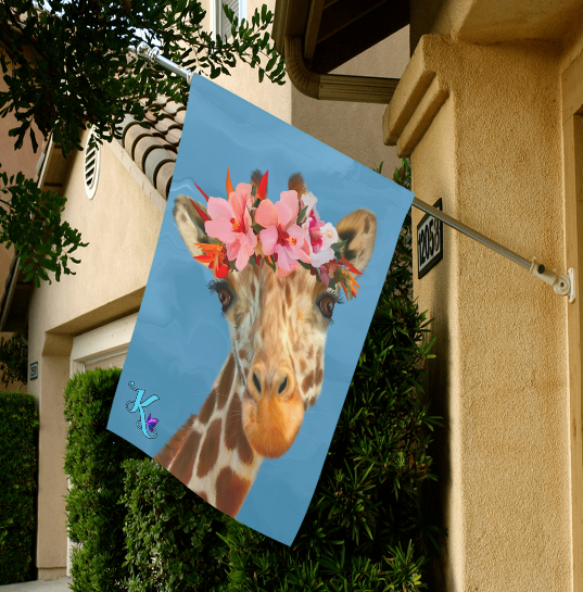 Hippie Giraffe Garden Flag