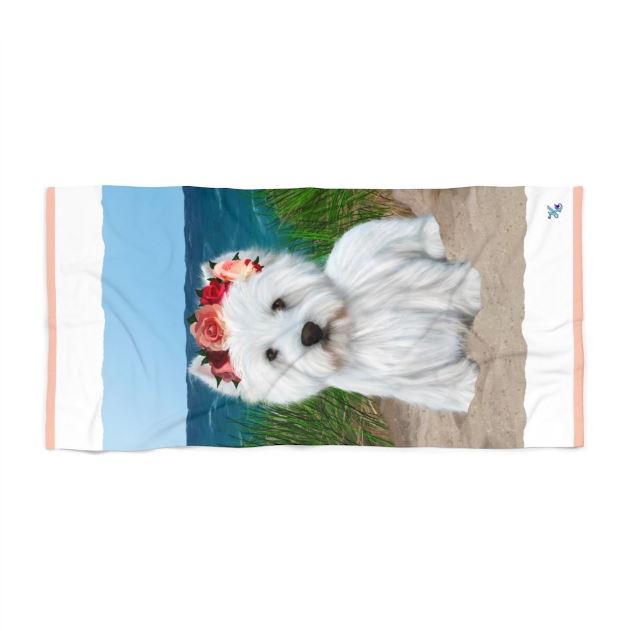 Flower Child Westie Beach Towel