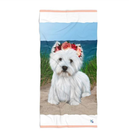 Flower Child Westie Beach Towel