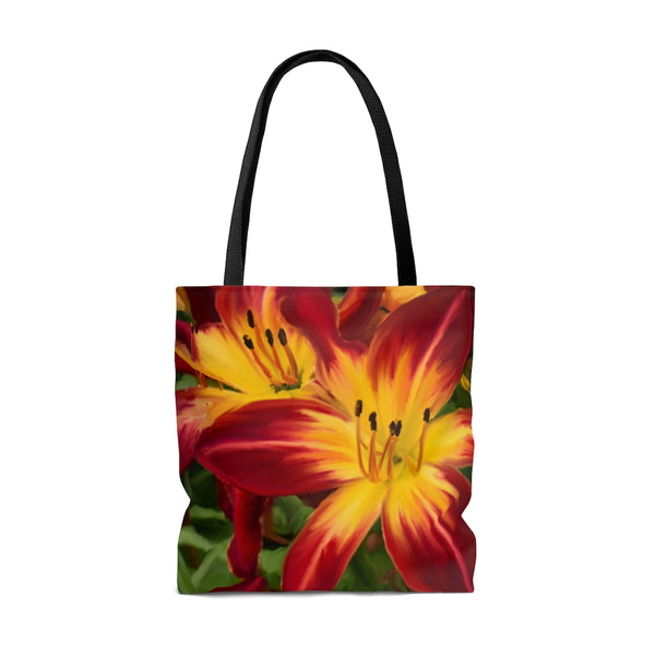 Lilies on Fire Tote Bag