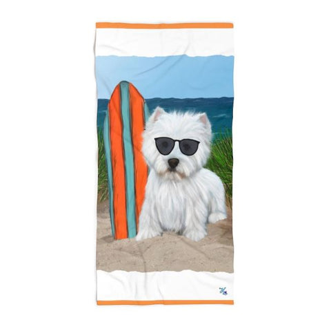 Surf's Up Westie Beach Towel