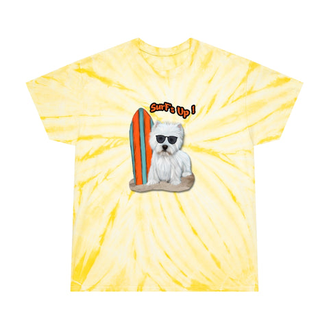 "Surf's Up" Westie Tie-Dye Short Sleeve Tee