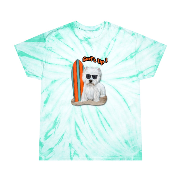 "Surf's Up" Westie Tie-Dye Short Sleeve Tee