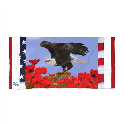 Patriotic Bald Eagle Beach Towel