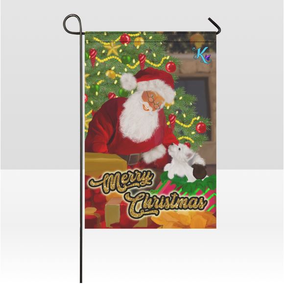 Santa and Westie Pup Garden Flag