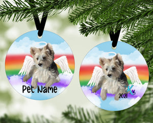 Memorial Ornament - Yorkie Angel