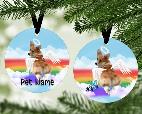 Memorial Ornament - Corgi Angel