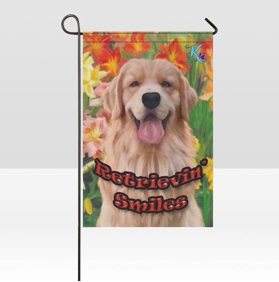 Retrievin' Smiles Golden Retriever Garden Flag