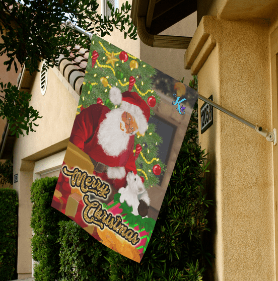 Santa and Westie Pup Garden Flag