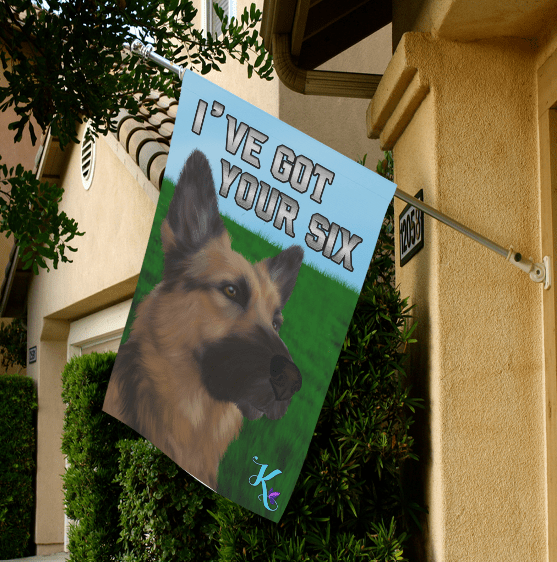 I've Got Your Six German Shepherd Garden Flag