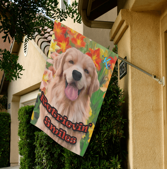 Retrievin' Smiles Golden Retriever Garden Flag