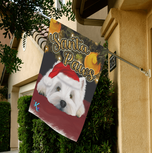 Santa Paws Westie Garden Flag