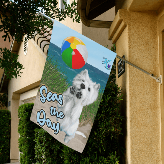 Seas the Day Westie Garden Flag