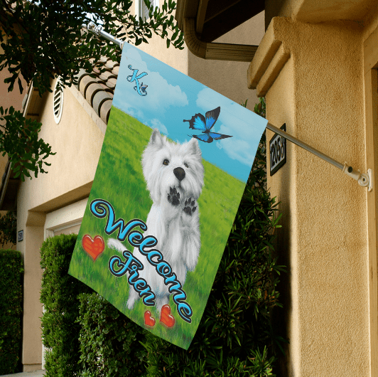 Welcome Fren Westie Garden Flag