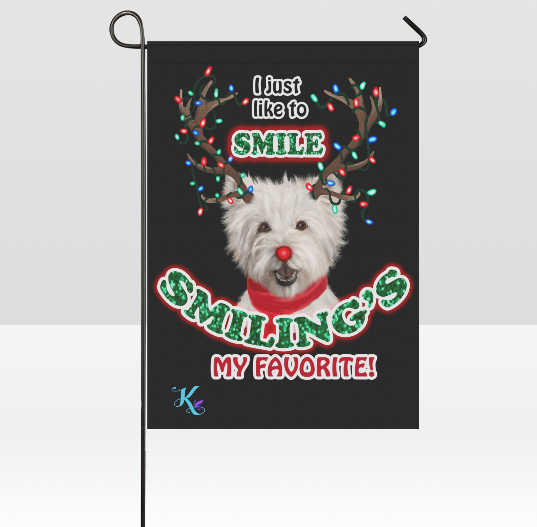 Reindeer Westie Garden Flag