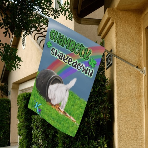 Shamrock Shakedown Westie Garden Flag