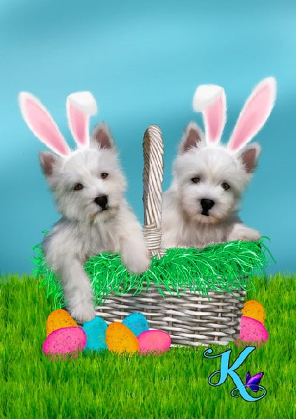 Easter Westie Puppies Garden Flag