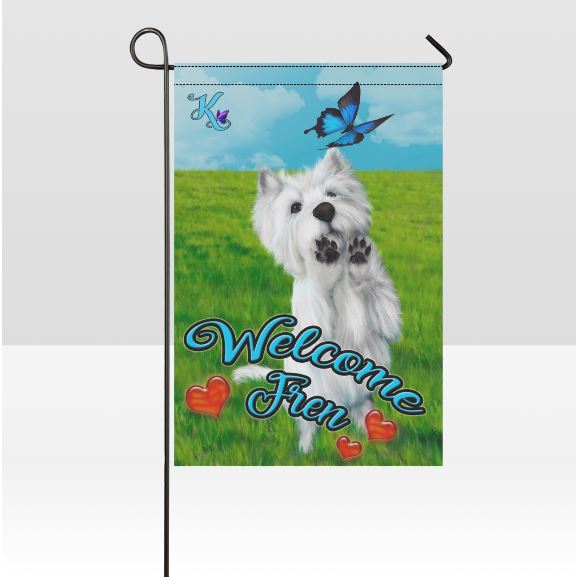 Welcome Fren Westie Garden Flag