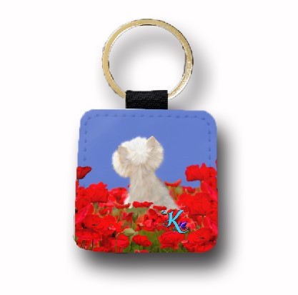 Poppy Westie Leather Keychain