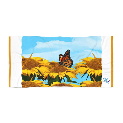Sunflower Butterfly Beach Towel