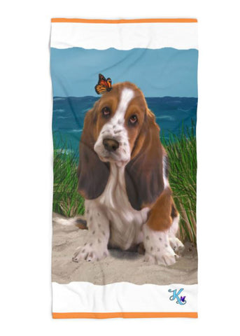 Beach Bum Basset Hound Beach Towel