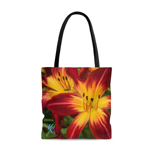 Lilies on Fire Tote Bag